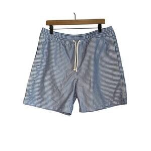 Tailorbyrd Men's Swim Shorts Classic Blue and White Stripes Large